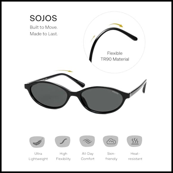Polarized Retro Oval Cat Eye Sunglasses UV400 Protection  display picture 1